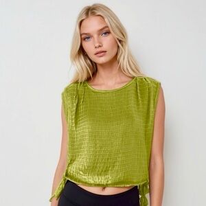 Calvin Klein Ruched Tank In Lime Green